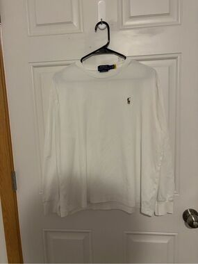 Ralph Lauren White Long-Sleeve Crewneck Shirt with Polo Pony